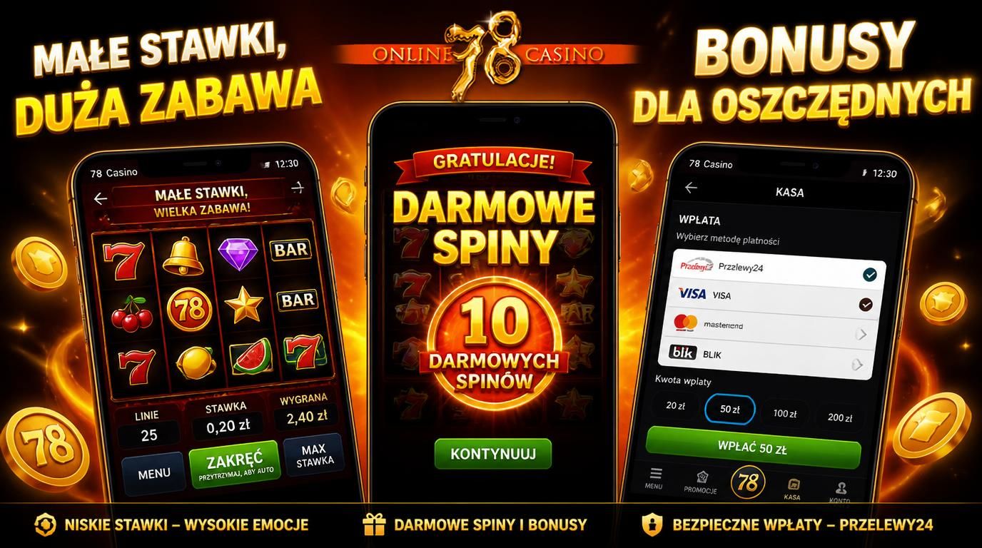 Interfejs aplikacji 78 Casino ładowany błyskawicznie na urządzeniu mobilnym
